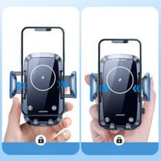 Joyroom Avtomobilski držalo za telefon na mrežo, polnilnik Qi 15 W, črn