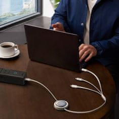 BASEUS 3v1 Univerzalni zvit kabel USB-C - Lightning / USB-C / micro USB 100 W 1,1 m - bel