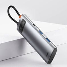 BASEUS Večfunkcijski USB HUB 7v1 tip C HDMI čitalnik kartic TF PD siv
