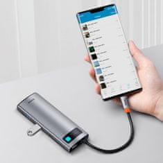 BASEUS Večfunkcijski USB HUB 7v1 tip C HDMI čitalnik kartic TF PD siv