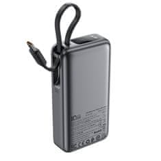 AceFast Powerbank 10000mAh PD30W z vgrajenim kablom USB-C - črn