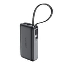AceFast Powerbank 10000mAh PD30W z vgrajenim kablom USB-C - črn