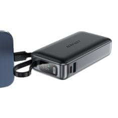 AceFast Powerbank 10000mAh PD30W z vgrajenim kablom USB-C - črn