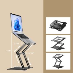 WOZINSKY SET Aluminijasta podstavka za prenosni računalnik + podstavka za pametni telefon - črna
