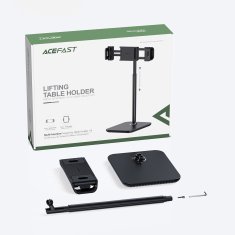 AceFast Teleskopski stojalo za pisalno mizo, držalo za telefon in tablico 135–230 mm, širina, črno