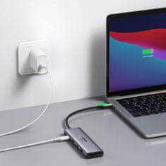 Ugreen 6v1 večfunkcijski USB-C HUB - 2x USB HDMI 4K čitalnik SD in TF kartic USB-C PD 100W siv