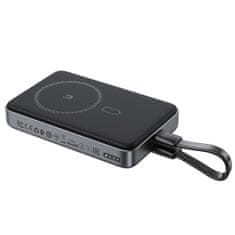AceFast Magnetni powerbank 10000 mAh indukcijski 2x USB-C PD 30 W + kabel USB-C – črn