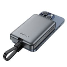 AceFast Magnetni powerbank 10000 mAh indukcijski 2x USB-C PD 30 W + kabel USB-C – črn