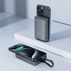 AceFast Magnetni powerbank 10000 mAh indukcijski 2x USB-C PD 30 W + kabel USB-C – črn