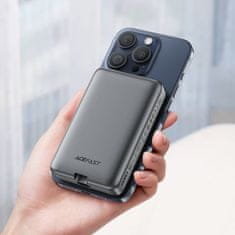 AceFast Magnetni powerbank 10000 mAh indukcijski 2x USB-C PD 30 W + kabel USB-C – črn