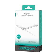 Joyroom Silikonska kabelna opaska z magnetom, bela - komplet 6 kosov.