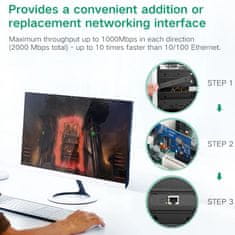 Ugreen PCI-E Gigabit 10/100/1000Mbps omrežna kartica - črna
