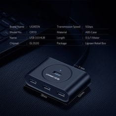 Ugreen USB HUB razdelilnik za 4x USB 3.2 kabel 0,5 m črn