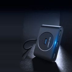Ugreen USB HUB razdelilnik za 4x USB 3.2 kabel 0,5 m črn