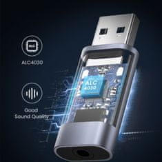 Ugreen Adapter za slušalke USB-A na miniJack 3,5 mm, siv