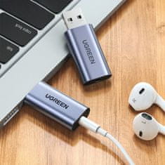 Ugreen Adapter za slušalke USB-A na miniJack 3,5 mm, siv