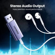 Ugreen Adapter za slušalke USB-A na miniJack 3,5 mm, siv