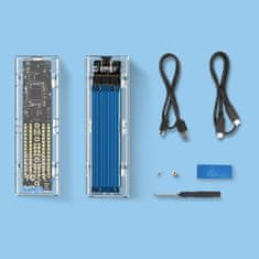 Orico Ohišje za disk TCM2-C3 M.2 NVME na USB-C 10 Gb/s – modro-prozorno