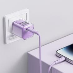 AceFast Mrežni polnilnik z zaslonom PD 30W GaN3 USB-C vijoličen