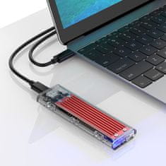 Orico Ohišje za disk TCM2-C3 M.2 NVME na USB-C 10 Gb/s – rdeče-prozorno