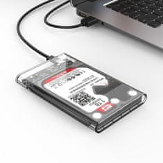 Orico Ohišje za disk 2139C3 2,5'' HDD / SSD USB-C 5 Gb/s – prozorno