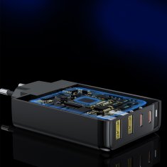 Choetech Polnilnik GaN 140 W, 4 vrata, 2x USB-C + 2x USB – črn