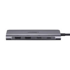 Ugreen 6v1 HUB adapter USB-C - HDMI USB-A USB-C PD čitalnik SD TF - siv