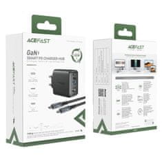 AceFast 2v1 Mrežni polnilnik z USB-C kablom + USB-C - HDMI 4K adapter črn