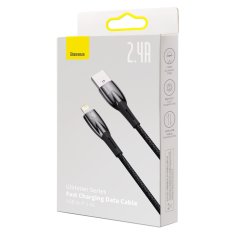 BASEUS Glimmer Series USB-A kabel za iPhone Lightning 480 Mb/s 2,4 A 2 m črn