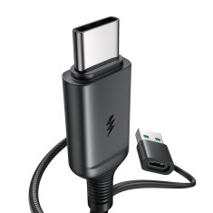 Joyroom Brezžični magnetni polnilnik 15 W s kablom USB/USB-C, črn