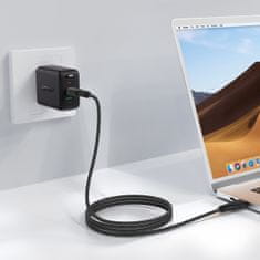 AceFast Kabel, fleksibilen kabel v opletu USB-C - USB-C 60 W 3 A 1,2 m - črn