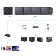 Choetech Solarni polnilnik 100 W, zložljiv USB-C 2xUSB PD QC, črn