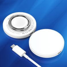 Choetech Indukcijski polnilnik za iPhone MagSafe z držalom 15 W, bel