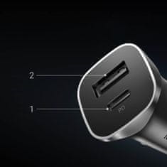 Ugreen Hitro polnilnik za avto USB-A in USB-C 30W PD PPS - siv