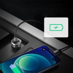 Ugreen Hitro polnilnik za avto USB-A in USB-C 30W PD PPS - siv