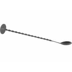 Bar Up Barmanova žlica za koktajle, dolga z muddlerjem 280 x 35 mm - črna