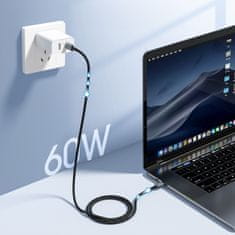 Choetech Kabel USB-C - USB-C PD 60 W v pletenem ohišju XCC-1014 - siv