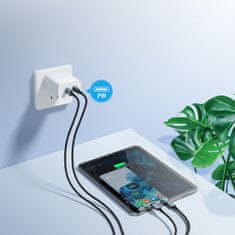 Choetech Kabel USB-C - USB-C PD 60 W v pletenem ohišju XCC-1014 - siv