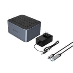 Orico Docking postaja 6626C3-C-V1 z offline kloniranjem na 2 diska 2,5'' / 3,5'' SATA HDD / SSD - siva