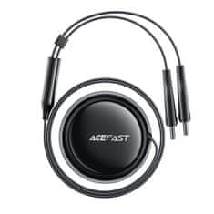 AceFast Avtomobilski polnilnik B13 53 W USB-A + 2 raztegljiva kabla USB-C – črn