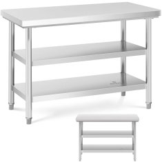 Royal Catering Delovni pult, jeklen, 3 ravni, 120 x 60 cm, do 600 kg