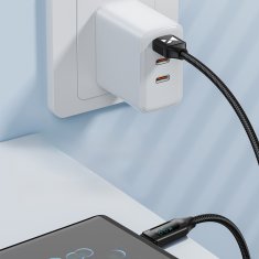 WOZINSKY Kabel USB-A - USB-C z LED-zaslonom 66 W 6 A 2 m črn