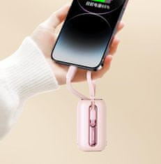 Joyroom Powerbank 10000mAh Colorful Series 22,5W s kabli USB-C in Iphone Lightning roza