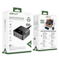 AceFast Mrežni polnilnik, namizna napajalna postaja Z6 GaN 2x USB-A 2x USB-C PD 65W – črna