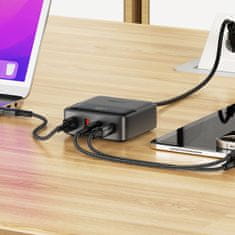AceFast Mrežni polnilnik, namizna napajalna postaja Z6 GaN 2x USB-A 2x USB-C PD 65W – črna