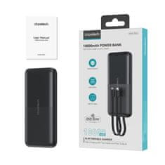 Choetech Powerbank 10000 mAh 22,5 W USB-A USB-C mikro USB s kablom USB-C in Lightning - črn
