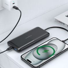 Choetech Powerbank 10000 mAh 22,5 W USB-A USB-C mikro USB s kablom USB-C in Lightning - črn