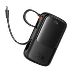 BASEUS Powerbank Qpow Pro+ 10000mAh z USB-C kablom in zaslonom - črn