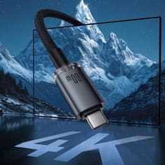 BASEUS Kabel Crystal Shine USB-C - USB-C USB3.2 100 W 20 Gbps 1,5 m - črn