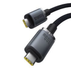 BASEUS Kabel Crystal Shine USB-C - USB-C USB3.2 100 W 20 Gbps 1,5 m - črn